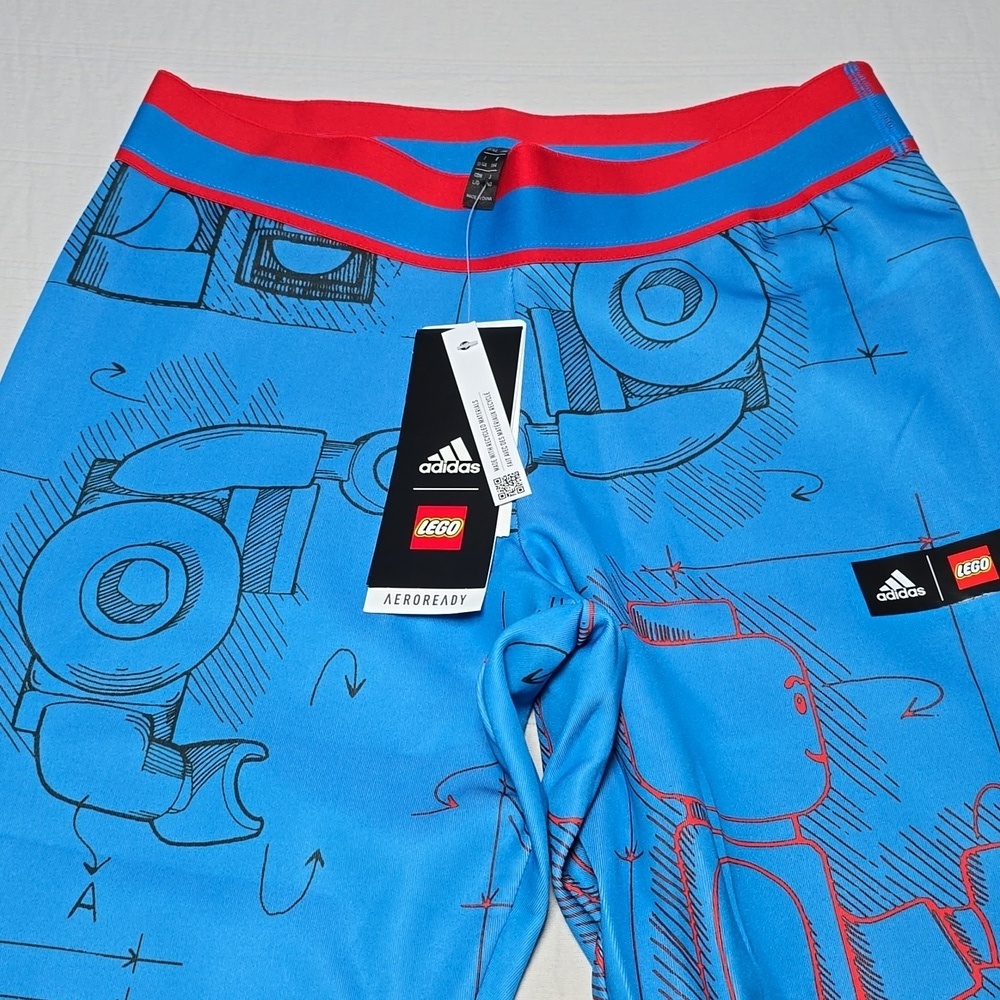 NWT Adidas x Lego® Tech Pack Tights Kids', Blue, Size L - Picture 3 of 13